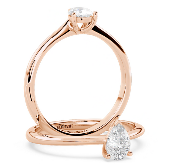 Montura Para Anillo de Compromiso Solitario Estilo "Pear" en Oro Rosa de 14K