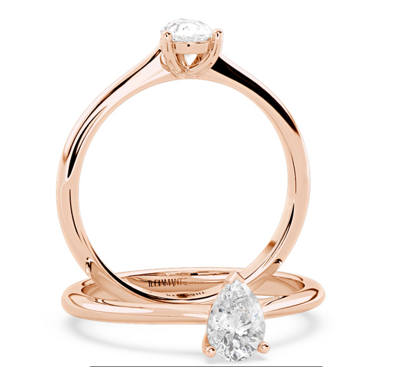 Montura Para Anillo de Compromiso Solitario Estilo "Pear" en Oro Rosa de 14K