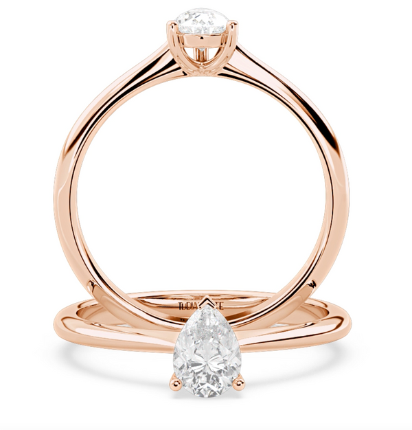 Montura Para Anillo de Compromiso Solitario Estilo "Pear" en Oro Rosa de 14K