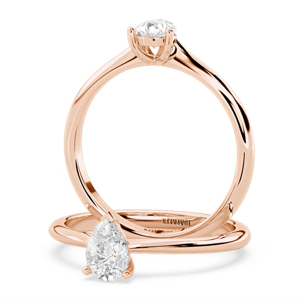 Montura Para Anillo de Compromiso Solitario Estilo "Pear" en Oro Rosa de 14K