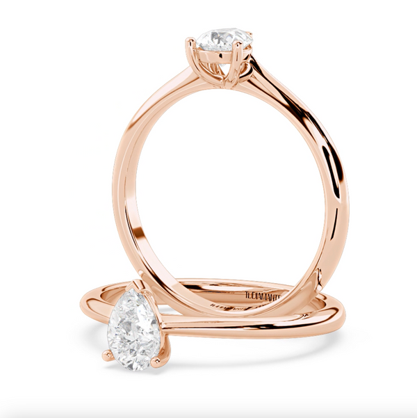 Montura Para Anillo de Compromiso Solitario Estilo "Pear" en Oro Rosa de 14K