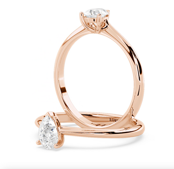 Montura Para Anillo de Compromiso Solitario Estilo "Pear" en Oro Rosa de 14K