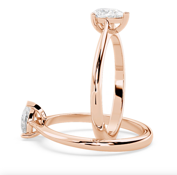 Montura Para Anillo de Compromiso Solitario Estilo "Pear" en Oro Rosa de 14K