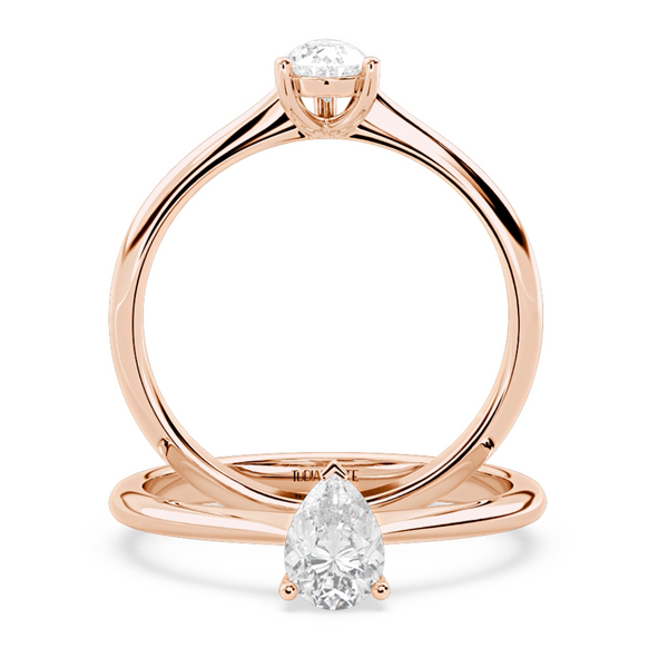 Montura Para Anillo de Compromiso Solitario Estilo "Pear" en Oro Rosa de 14K