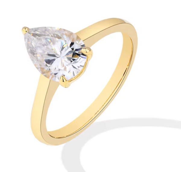 Montura Para Anillo de Compromiso Solitario Estilo "Pear" en Oro Amarillo de 14K