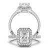 Montura Para Anillo de Compromiso Halo y Pavé  "Nova Emerald" en Oro Blanco de 14K