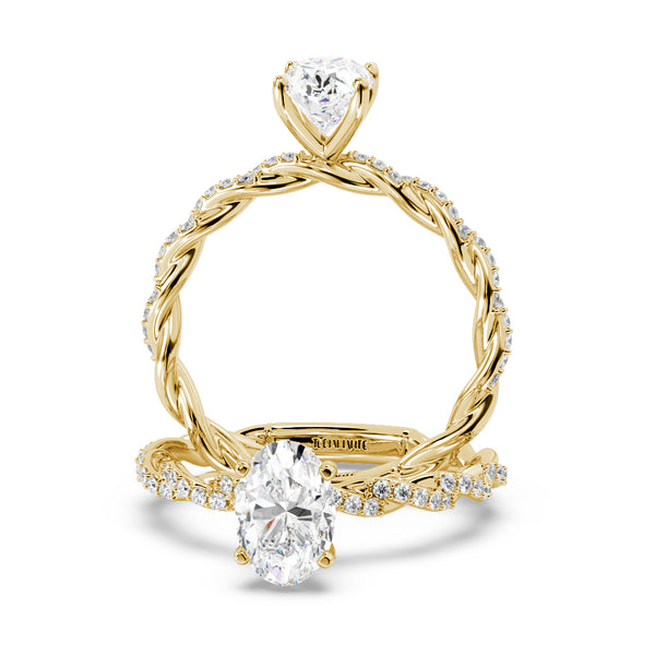 Montura Para Anillo de Compromiso Solitario "Twist Oval" en Oro Amarillo de 14K