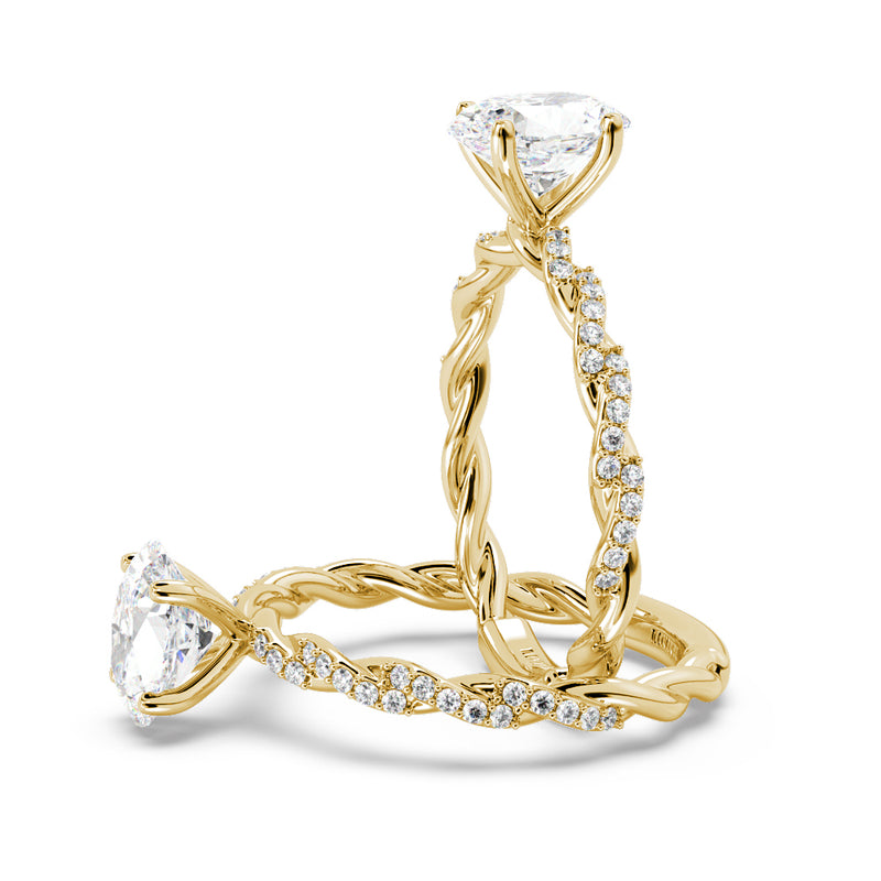 Montura Para Anillo de Compromiso Solitario "Twist Oval" en Oro Amarillo de 14K
