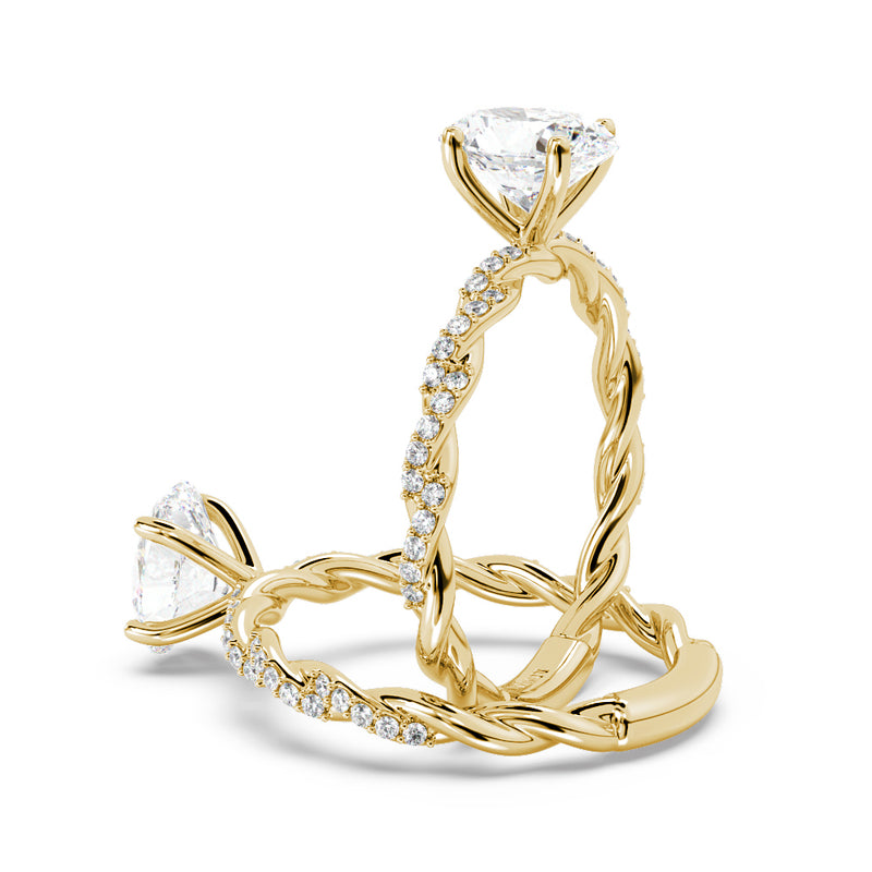 Montura Para Anillo de Compromiso Solitario "Twist Oval" en Oro Amarillo de 14K