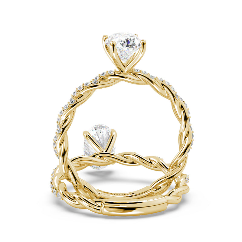Montura Para Anillo de Compromiso Solitario "Twist Oval" en Oro Amarillo de 14K