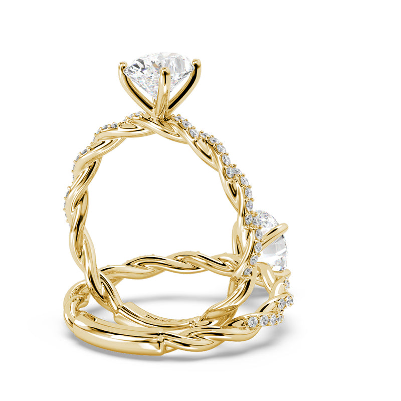 Montura Para Anillo de Compromiso Solitario "Twist Oval" en Oro Amarillo de 14K