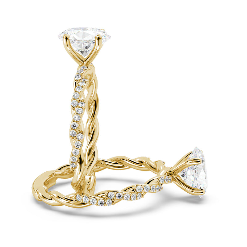 Montura Para Anillo de Compromiso Solitario "Twist Oval" en Oro Amarillo de 14K