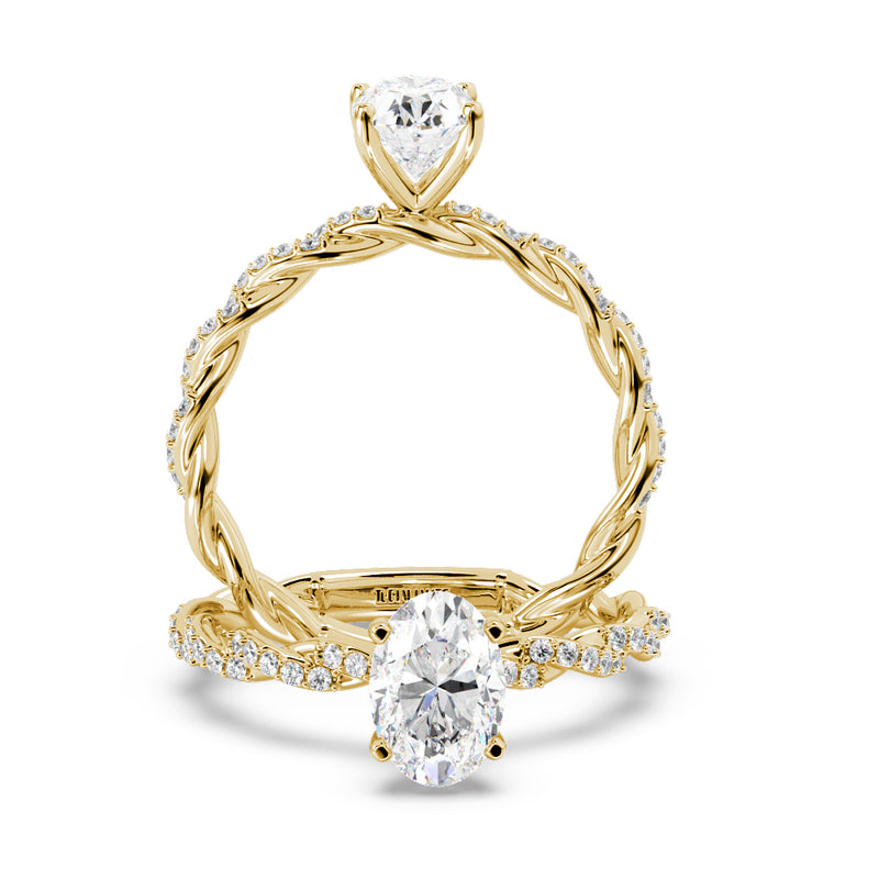 Montura Para Anillo de Compromiso Solitario "Twist Oval" en Oro Amarillo de 14K