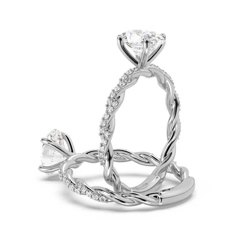 Montura Para Anillo de Compromiso Solitario "Twist Oval" en Oro Blanco de 18K