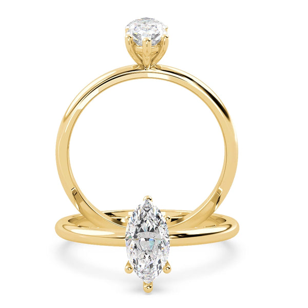 Montura Para Anillo de Compromiso Solitario "Marquise" en Oro Amarillo de 14K