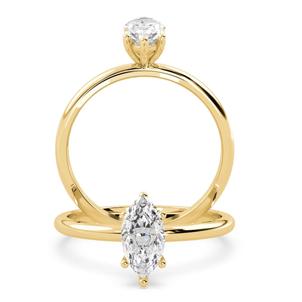 Montura Para Anillo de Compromiso Solitario "Marquise" en Oro Amarillo de 18K