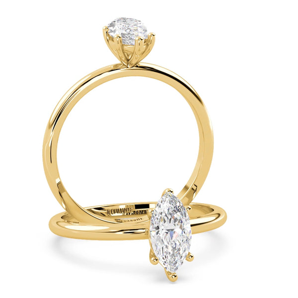 Montura Para Anillo de Compromiso Solitario "Marquise" en Oro Amarillo de 18K