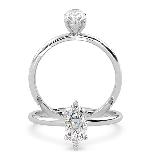 Montura Para Anillo de Compromiso Solitario "Marquise" en Oro Blanco de 14K