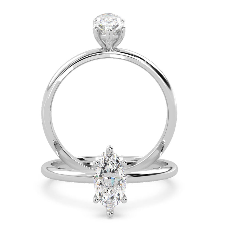 Montura Para Anillo de Compromiso Solitario "Marquise" en Platino