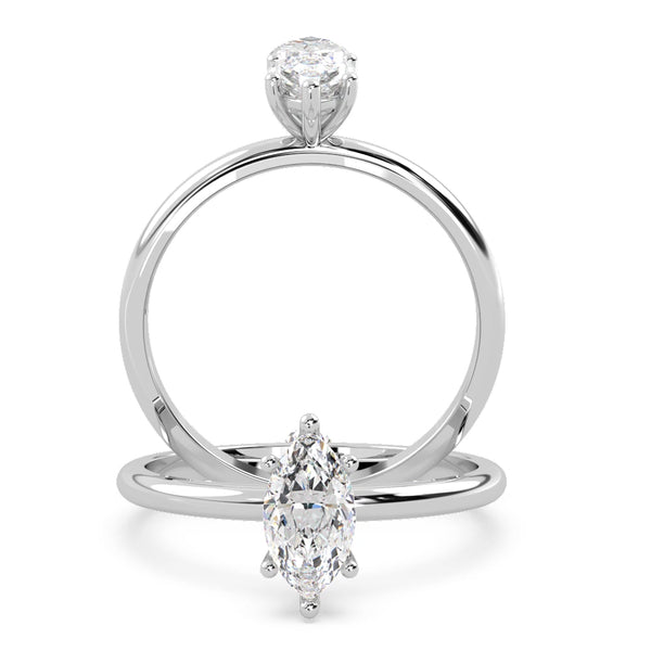 Montura Para Anillo de Compromiso Solitario "Marquise" en Oro Blanco de 18K