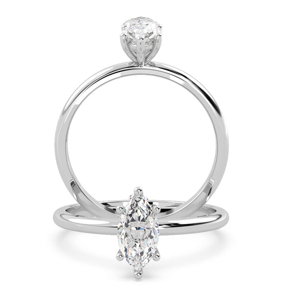 Montura Para Anillo de Compromiso Solitario "Marquise" en Oro Blanco de 14K