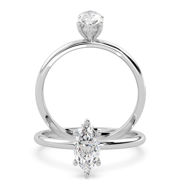 Montura Para Anillo de Compromiso Solitario "Marquise" en Platino