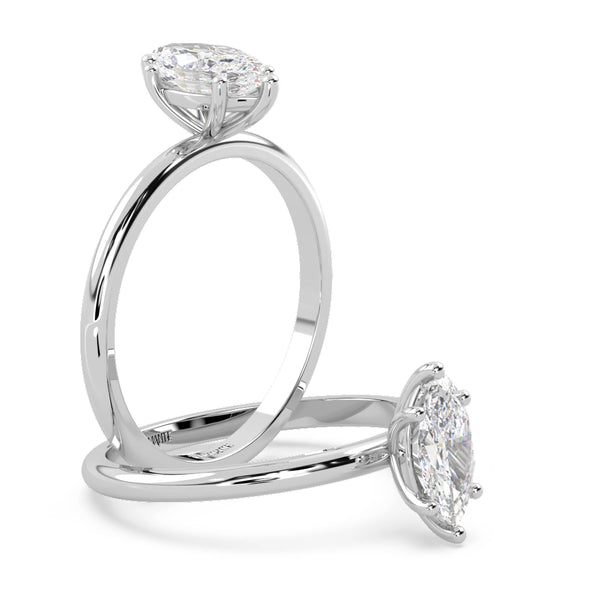 Montura Para Anillo de Compromiso Solitario "Marquise" en Oro Blanco de 18K