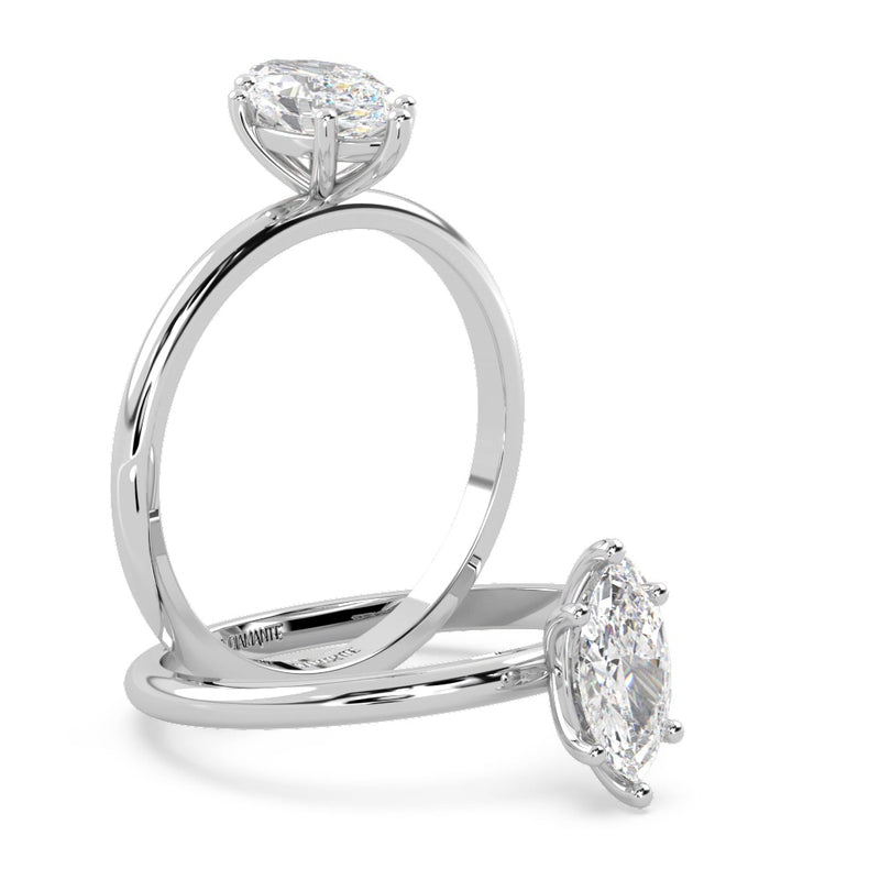 Montura Para Anillo de Compromiso Solitario "Marquise" en Platino