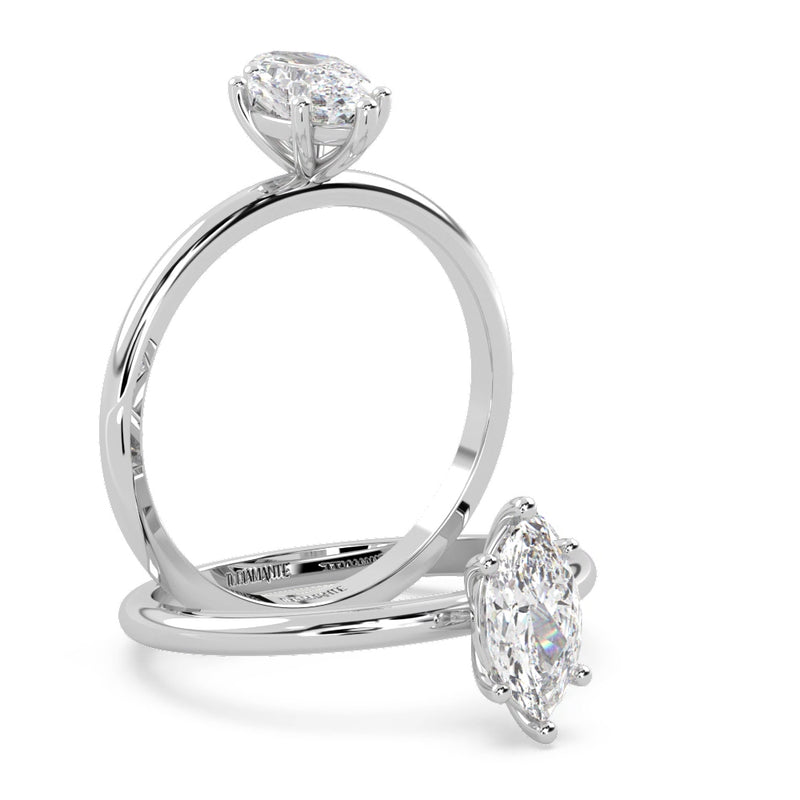 Montura Para Anillo de Compromiso Solitario "Marquise" en Platino