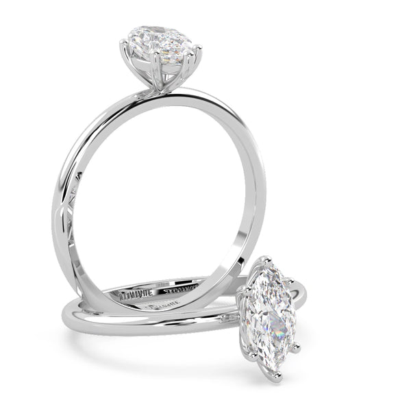 Montura Para Anillo de Compromiso Solitario "Marquise" en Oro Blanco de 14K