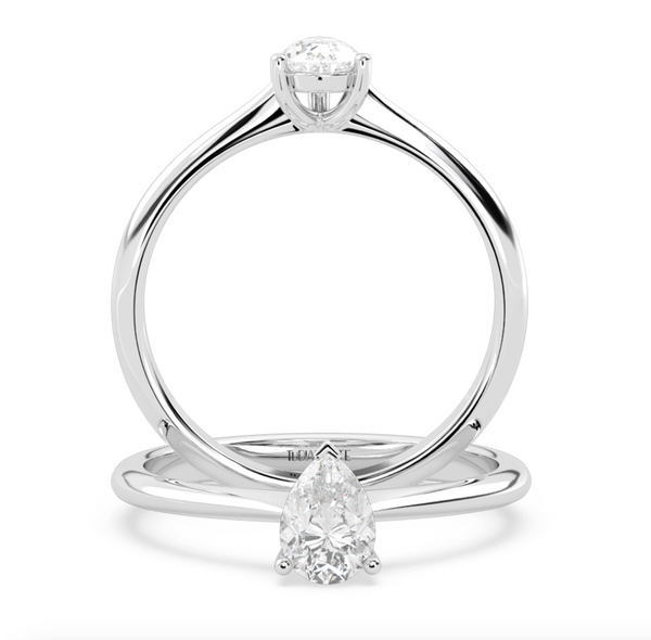 Montura Para Anillo de Compromiso Solitario Estilo "Pear" en Oro Blanco de 18K