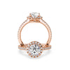 Anillo de Compromiso Halo y Pavé "Nova" con Diamante de Laboratorio Corte Redondo de 0.50qt (D/E-VVS2/VVS1) en Oro de 14K