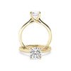 Anillo de Compromiso Solitario "Cartier Cross" con Diamante de Laboratorio Corte Redondo de 0.50qt (D/E-VVS2/VVS1) en Oro de 14K