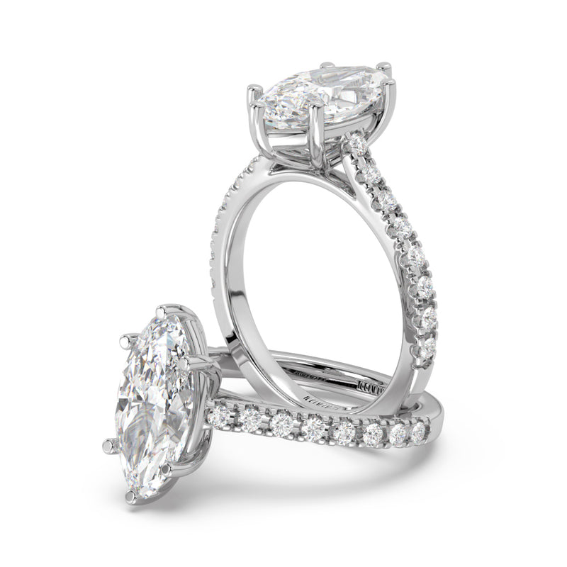 Montura Para Anillo de Compromiso Pavé "Royal Marquise" en Oro Blanco de 18K