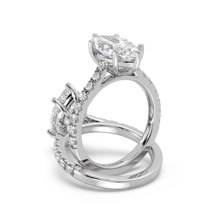 Montura Para Anillo de Compromiso Pavé "Royal Marquise" en Oro Blanco de 18K