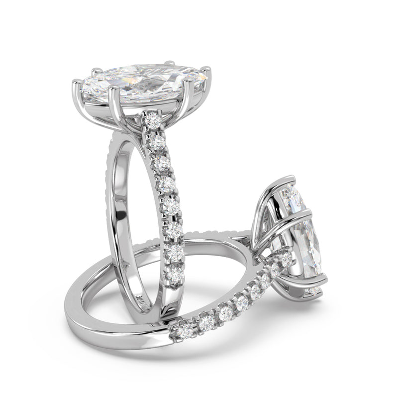 Montura Para Anillo de Compromiso Pavé "Royal Marquise" en Oro Blanco de 18K