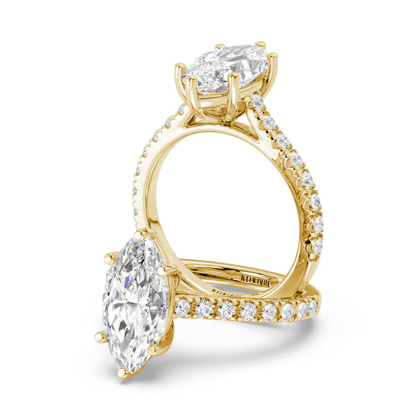 Montura Para Anillo de Compromiso Pavé "Royal Marquise" en Oro Amarillo de 14K