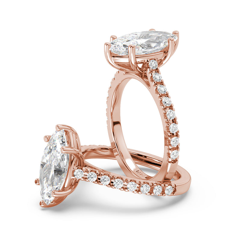 Montura Para Anillo de Compromiso Pavé "Royal Marquise" en Oro Rosa de 14K