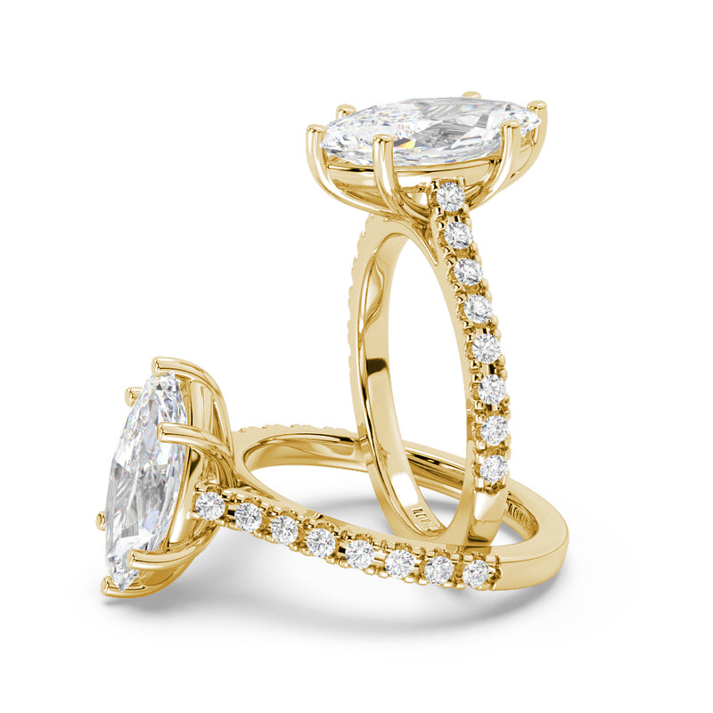 Montura Para Anillo de Compromiso Pavé "Royal Marquise" en Oro Amarillo de 18K