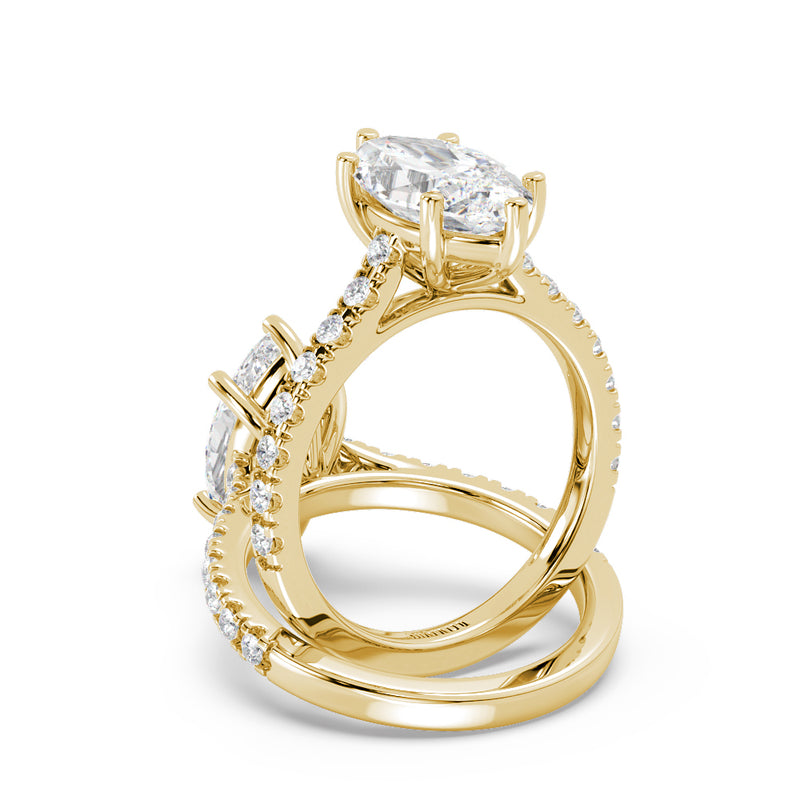 Montura Para Anillo de Compromiso Pavé "Royal Marquise" en Oro Amarillo de 18K