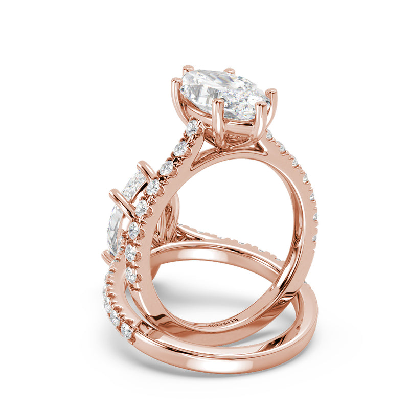 Montura Para Anillo de Compromiso Pavé "Royal Marquise" en Oro Rosa de 14K