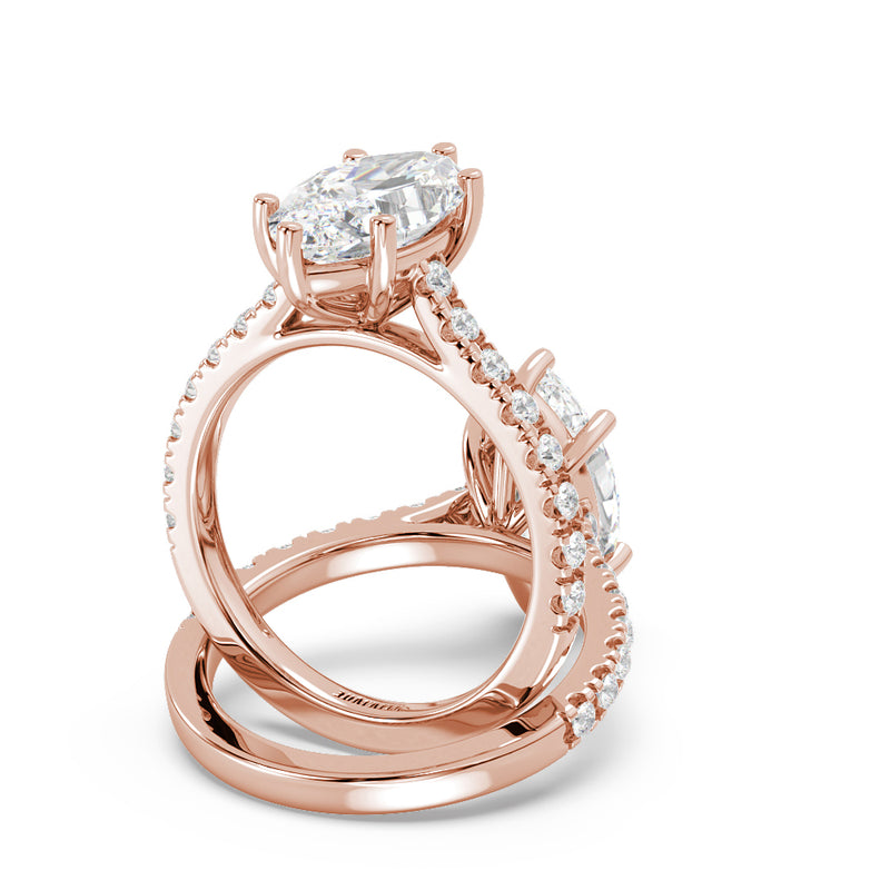 Montura Para Anillo de Compromiso Pavé "Royal Marquise" en Oro Rosa de 14K