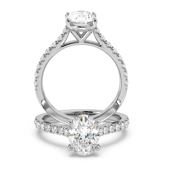 Montura Para Anillo de Compromiso Pavé "Royal Oval" en Oro Blanco de 14K