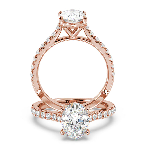 Montura Para Anillo de Compromiso Pavé "Royal Oval" en Oro Rosa de 14K