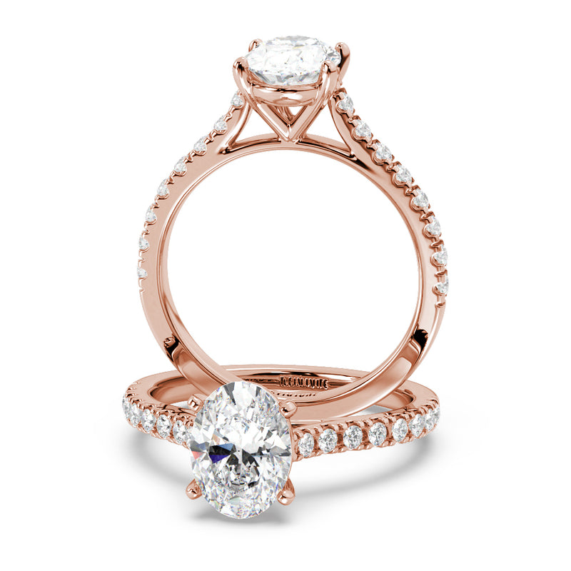 Montura Para Anillo de Compromiso Pavé "Royal Oval" en Oro Rosa de 14K