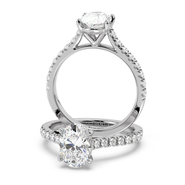 Montura Para Anillo de Compromiso Pavé "Royal Oval" en Oro Blanco de 14K