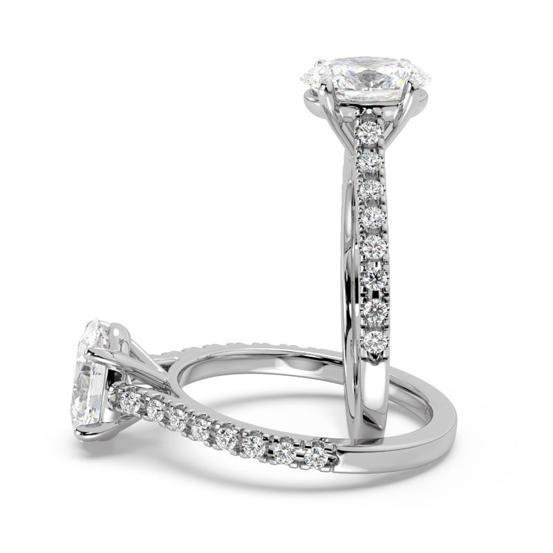 Montura Para Anillo de Compromiso Pavé "Royal Oval" en Oro Blanco de 18K