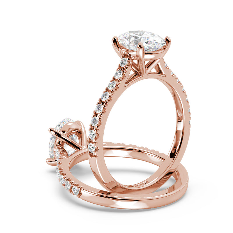 Montura Para Anillo de Compromiso Pavé "Royal Oval" en Oro Rosa de 14K
