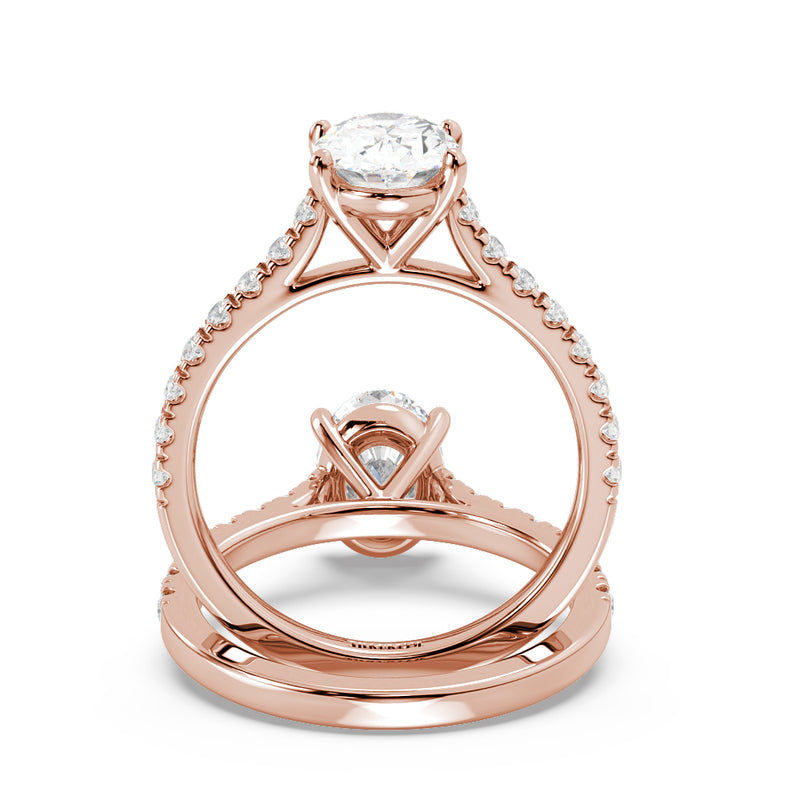 Montura Para Anillo de Compromiso Pavé "Royal Oval" en Oro Rosa de 14K