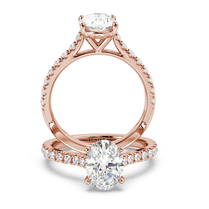 Montura Para Anillo de Compromiso Pavé "Royal Oval" en Oro Rosa de 14K